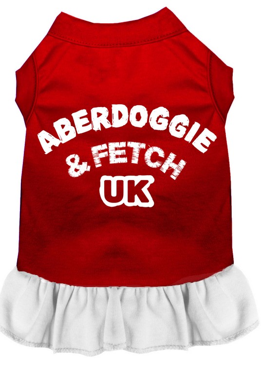 Aberdoggie UK Screen Print Dress Red with White XS